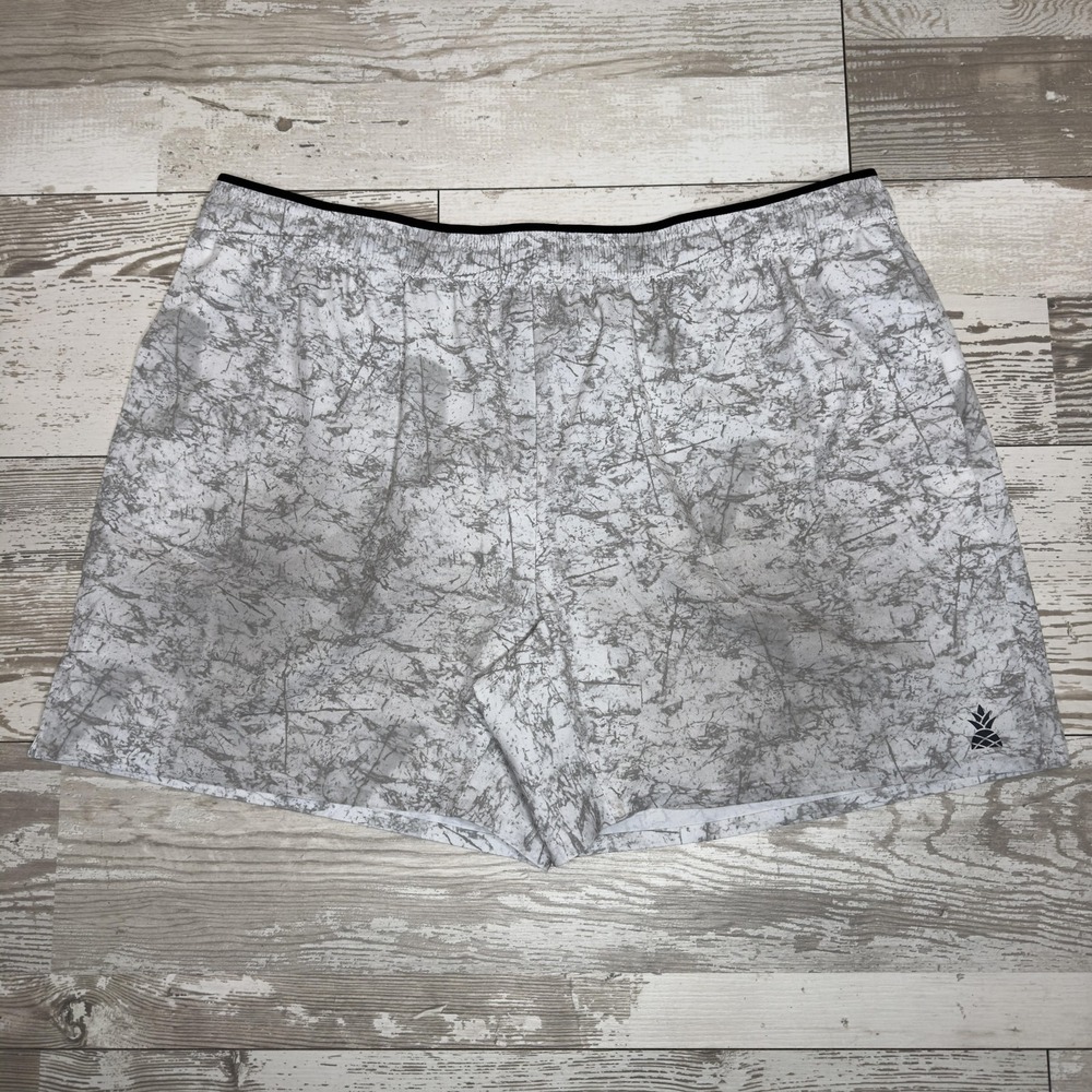 Chubbies Shorts Mens 2XL Gray‎ White 5.5 Inseam Marble Print Drawstring